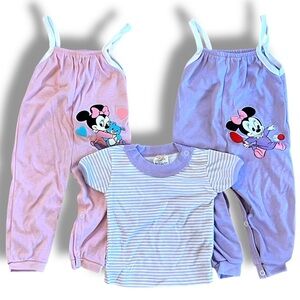 Vintage Disney Pilgram Kids Girls Rompers & 1 Shirt Size 18 mo Minnie Mouse